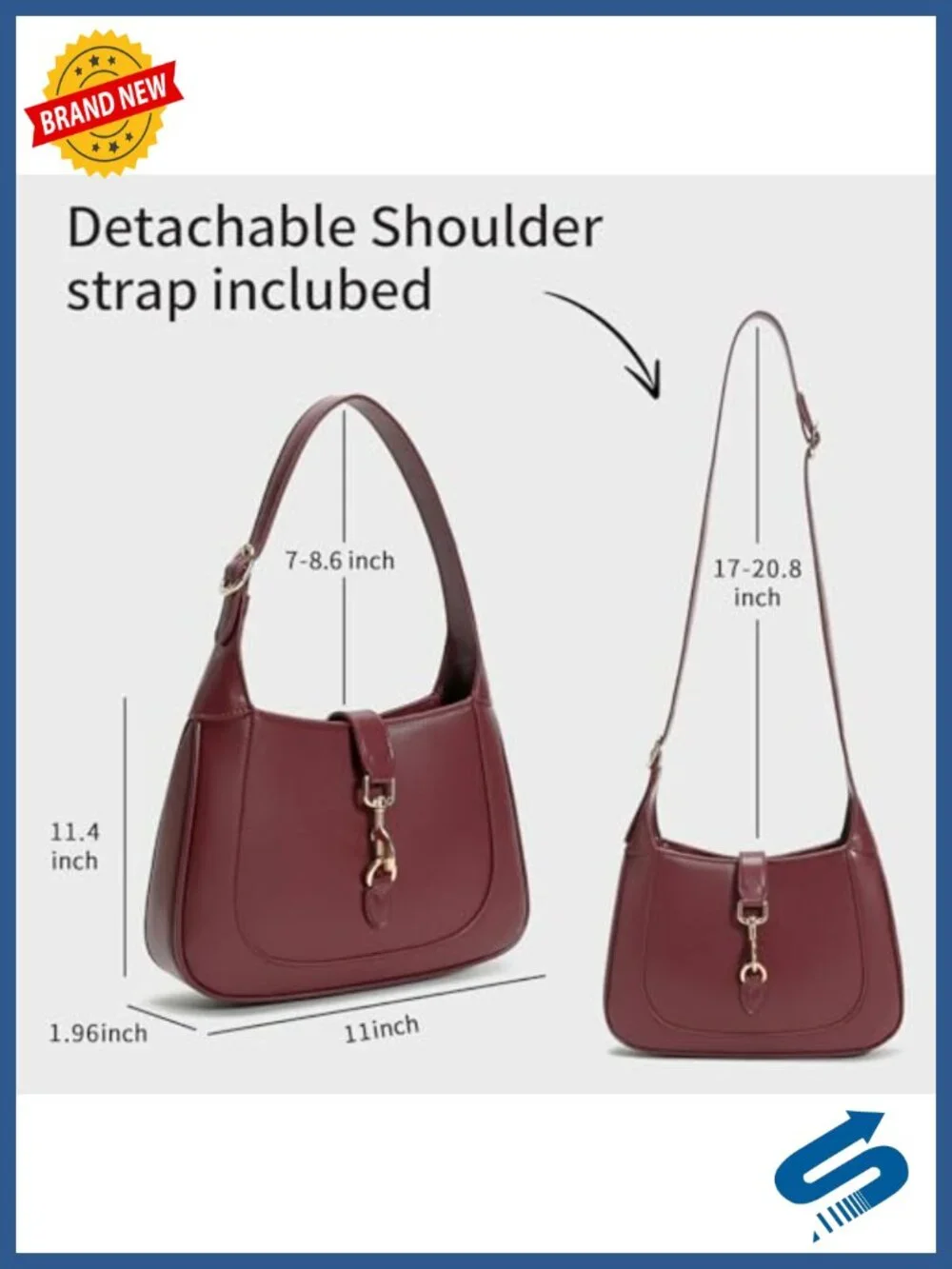 Vegan Leather Shoulder Bag Small Top Handle Handbag with Adjustable Strap Large